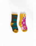 Girls' sock set with floral monster prints and vibrant color details. Girls' sock set with floral monster prints and vibrant color details.