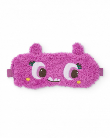 Sleep mask for girl in soft fleece with a fun face design and little ears.