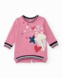 Pink girl’s dress with popcorn and star print Pink girl’s dress with popcorn and star print