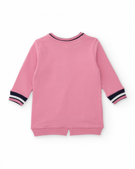 Pink girl’s dress with popcorn and star print
