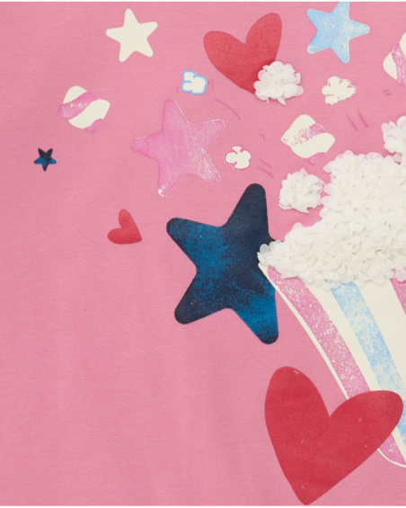 Pink girl’s dress with popcorn and star print