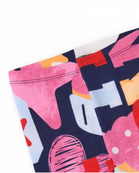 Multicolored leggings for girl with cupcake, heart, and letter print. Multicolored leggings for girl with cupcake, heart, and letter print.