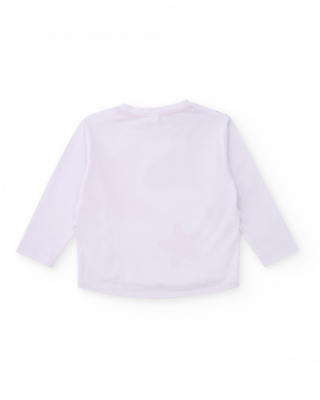 White long-sleeve t-shirt for girl with colorful star print.