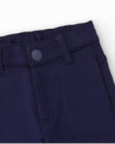 Fleece pants for boys in navy blue with decorative seams. Fleece pants for boys in navy blue with decorative seams.