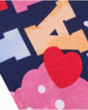 Navy blue neck warmer for girl with star and letter print. Navy blue neck warmer for girl with star and letter print.