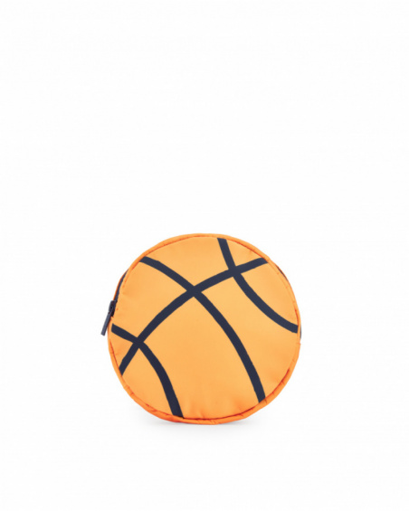 Kids' round orange backpack with basketball design