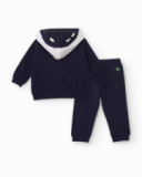 Navy blue boys' sweatshirt and pants set with space print. Navy blue boys' sweatshirt and pants set with space print.