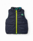 Reversible padded vest for boys with spaceship print Reversible padded vest for boys with spaceship print