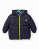 Reversible padded coat for boys with hood and space design Reversible padded coat for boys with hood and space design
