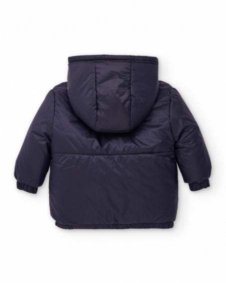 Reversible padded coat for boys with hood and space design Reversible padded coat for boys with hood and space design