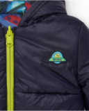Reversible padded coat for boys with hood and space design Reversible padded coat for boys with hood and space design