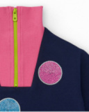 Girl’s dress in navy blue with pink turtleneck and colorful circles Girl’s dress in navy blue with pink turtleneck and colorful circles