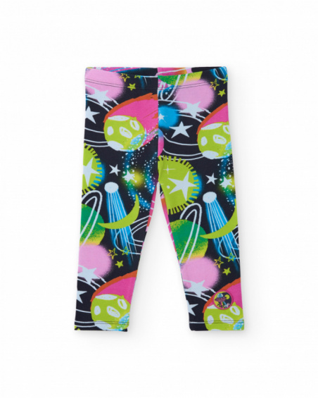 Girls' leggings with vibrant planet and star print. Girls' leggings with vibrant planet and star print.