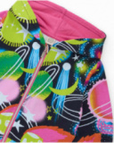 Girls' set with space-print hoodie and pink pants. Girls' set with space-print hoodie and pink pants.