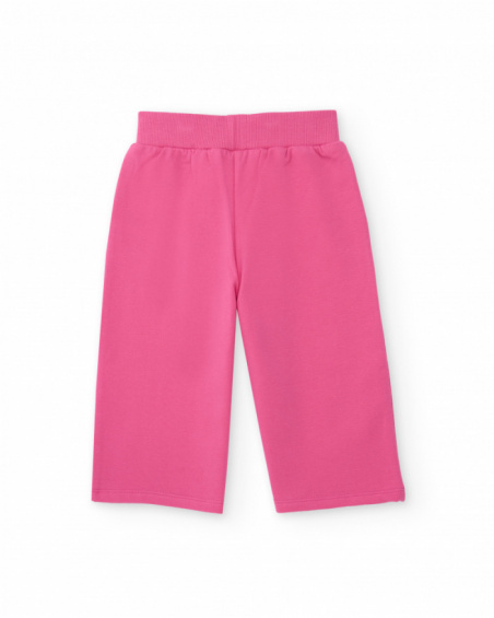 Pink knit pants for girl with printed star detail. Pink knit pants for girl with printed star detail.