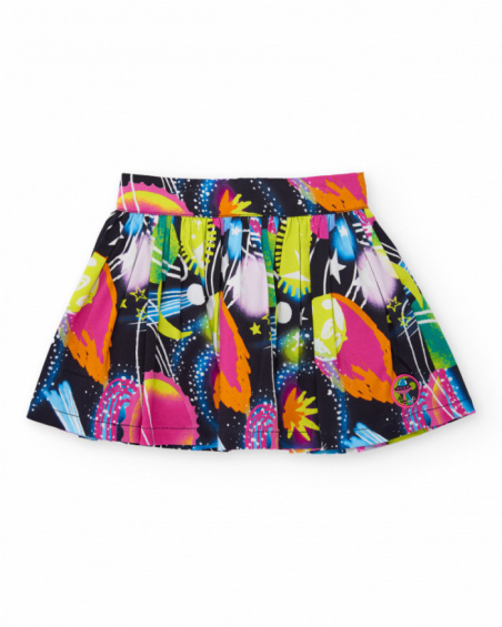 Girls' skirt with multicolor galactic print. Girls' skirt with multicolor galactic print.