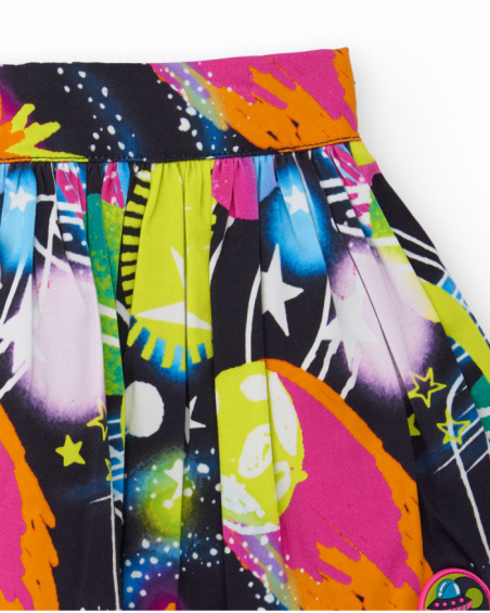 Girls' skirt with multicolor galactic print. Girls' skirt with multicolor galactic print.