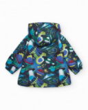 Boys' waterproof jacket with vibrant spaceship print. Boys' waterproof jacket with vibrant spaceship print.