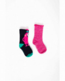 Girls' sock pack in fuchsia and black tones with monster design and marled fabric details. Girls' sock pack in fuchsia and black tones with monster design and marled fabric details.