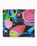 Multicolor scarf for girl with galactic print of planets and stars. Multicolor scarf for girl with galactic print of planets and stars.