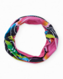 Multicolor scarf for girl with galactic print of planets and stars. Multicolor scarf for girl with galactic print of planets and stars.