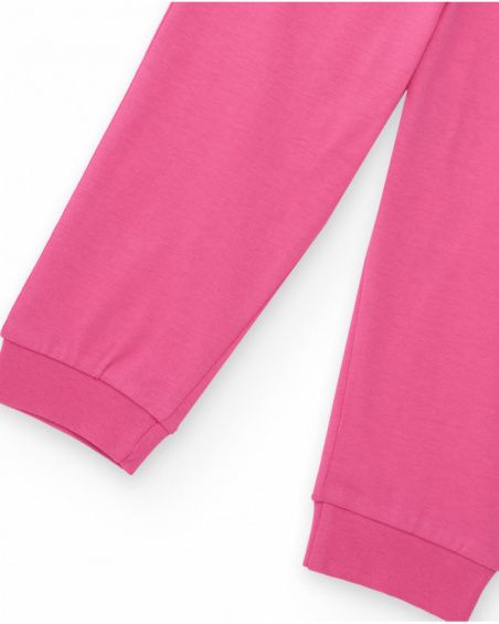 Cotton pajama for girl in pink with spaceship print.