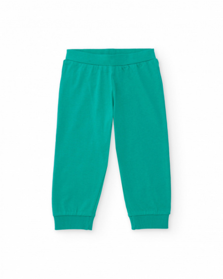 Boys' green knit pajamas with a fun monster print.