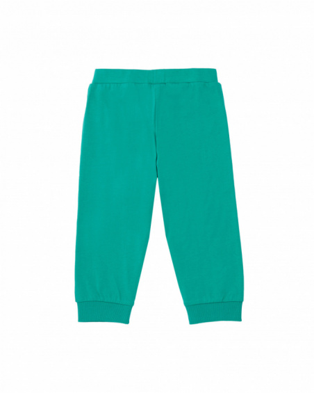 Boys' green knit pajamas with a fun monster print.