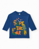 Boys' cream long-sleeve T-shirt with tree print and decorative phrase. (repeated) Boys' cream long-sleeve T-shirt with tree print and decorative phrase. (repeated)