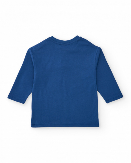 Boys' cream long-sleeve T-shirt with tree print and decorative phrase. (repeated)