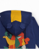 Boys' navy blue hoodie with green and yellow details. Boys' navy blue hoodie with green and yellow details.