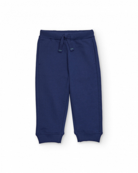 Boys' navy blue jogger pants with adjustable waistband.