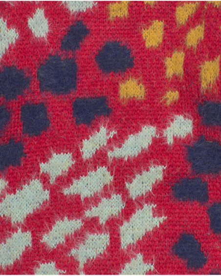 Knit dress for girls in red with multicolored spots print Knit dress for girls in red with multicolored spots print