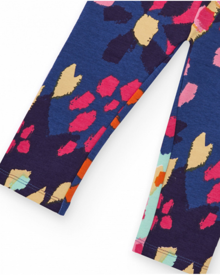 Girls' set with pink sweatshirt and multicolor printed leggings. Girls' set with pink sweatshirt and multicolor printed leggings.