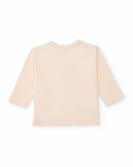 Girls' ivory long-sleeve T-shirt with multicolor floral print. Girls' ivory long-sleeve T-shirt with multicolor floral print.