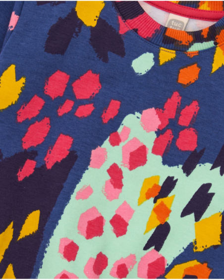 Girls' set with sweatshirt and leggings featuring colorful spot and flower print. Girls' set with sweatshirt and leggings featuring colorful spot and flower print.