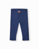 Girls' navy blue leggings with floral print. Girls' navy blue leggings with floral print.