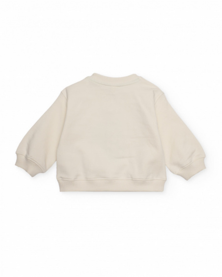 Girls' cream sweatshirt with flower and heart print. Girls' cream sweatshirt with flower and heart print.