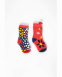 Pack of socks for baby girl in red with floral and geometric patterns Pack of socks for baby girl in red with floral and geometric patterns