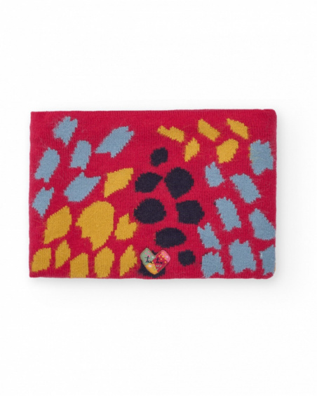 Neck warmer for girl in red with multicolored abstract print Neck warmer for girl in red with multicolored abstract print