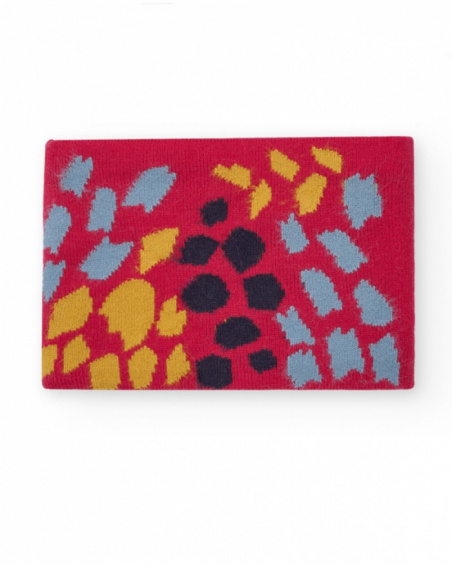 Neck warmer for girl in red with multicolored abstract print Neck warmer for girl in red with multicolored abstract print