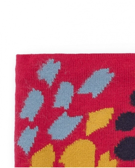 Neck warmer for girl in red with multicolored abstract print Neck warmer for girl in red with multicolored abstract print