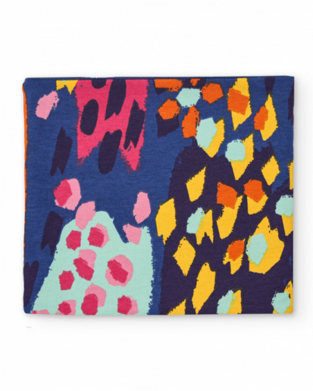 Neck warmer for girl in navy blue with colorful print Neck warmer for girl in navy blue with colorful print