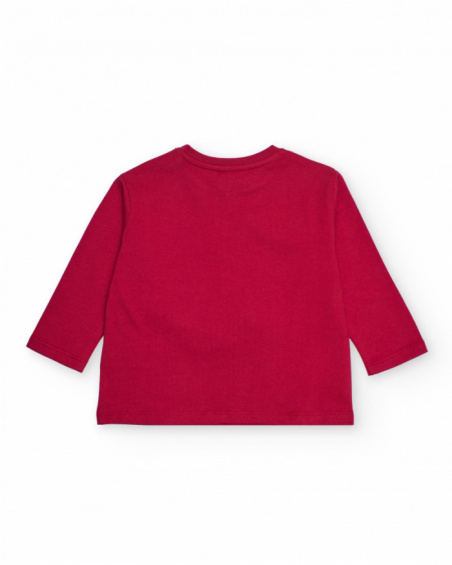 Long sleeve t-shirt for boy in red with detective print