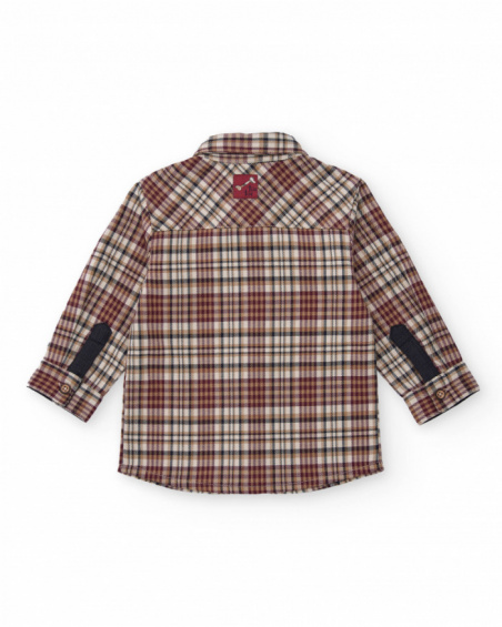 Long-sleeved burgundy check shirt for boy Long-sleeved burgundy check shirt for boy