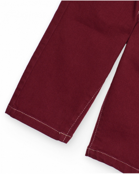 Burgundy pants for boy with "DOG" embroidered detail Burgundy pants for boy with "DOG" embroidered detail