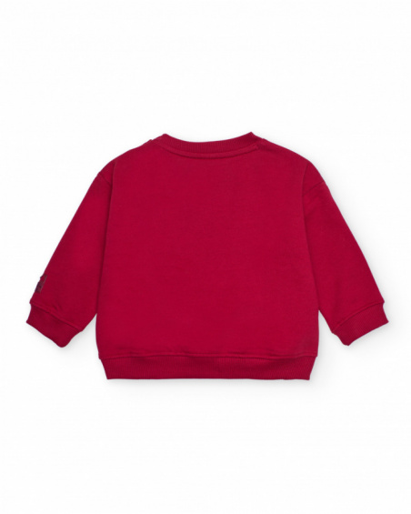 Red sweatshirt for boys with detective dog print