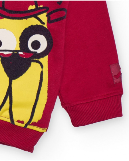 Red sweatshirt for boys with detective dog print