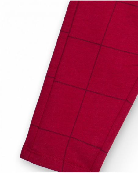 Red pants for boy with check print