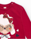Red long-sleeved T-shirt for girl with dog and bow print Red long-sleeved T-shirt for girl with dog and bow print